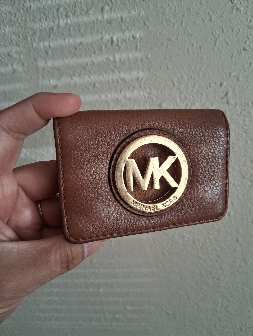 Michael Kors Dark Tan Small Flap Card Case